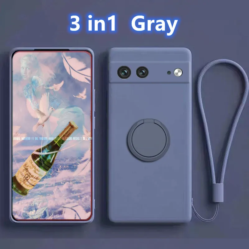 Dla google pixel 8a 6pro 7 etui magnetyczne uchwyt pierścieniowy płynny silikon funda dla googge pixel7 pixel 6a 8pro 7a 8 protector cove