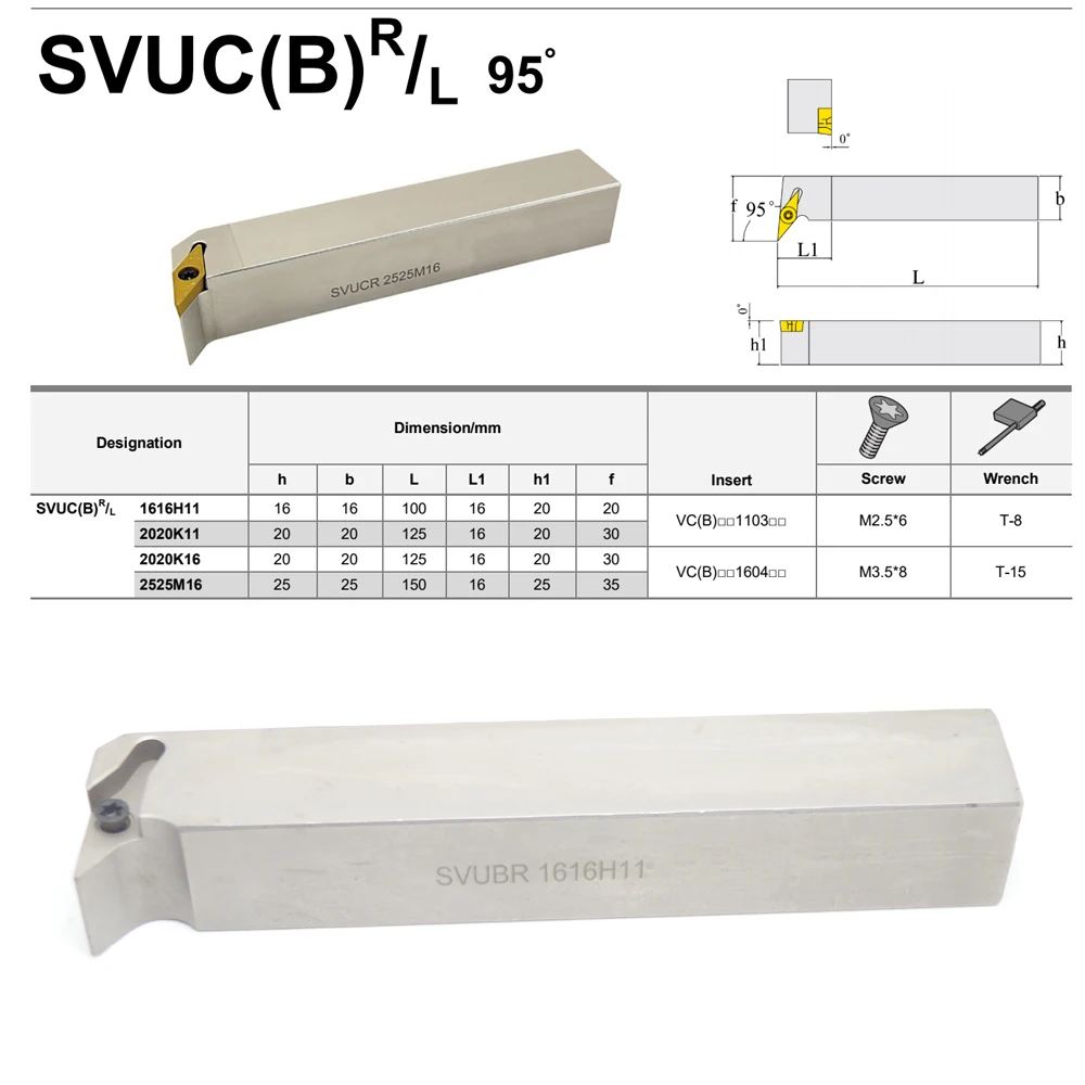 SVUBR SVUBL SVUCR SVUCL 1616H11 2020K11 2020K16 2525M16 外径旋削工具 VBMT VCMT 超硬インサート CNC旋盤工具ホルダーバー