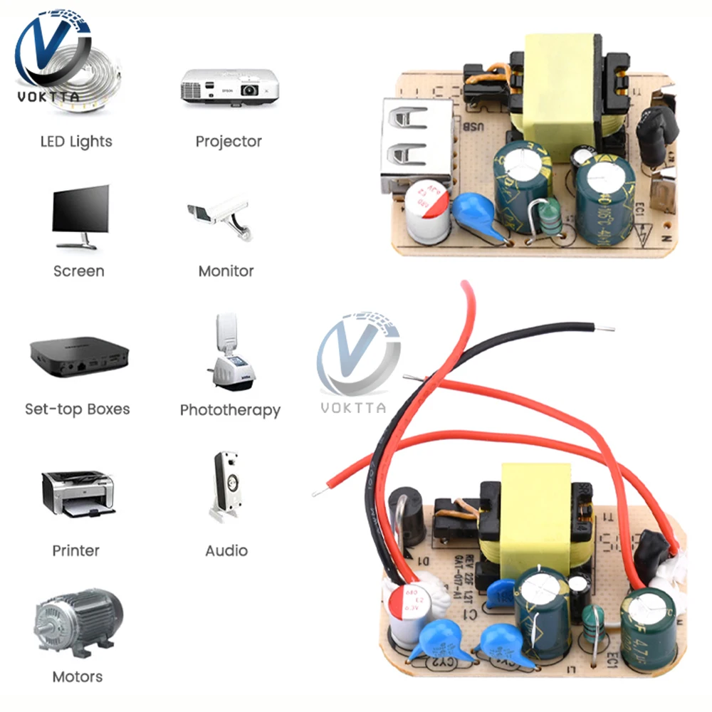 AC100-240 to DC5V Switch Power Supply Module AC-DC Power Adapter Bare Board Transformer Power Circuit Protection Board 2A 10W