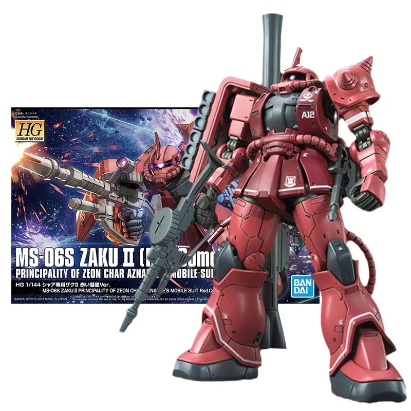 Bandai Figure Gundam Model Kit Anime Figures HG Zaku 2 Red Comet Mobile Suit Gunpla Action Figure Toys For Boys Children's Gift