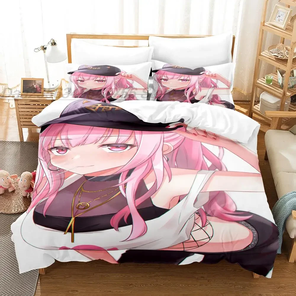 Mori Calliope Bedding Set Single Twin Full Queen King Size Bed Set Adult Kid Bedroom Duvet cover Sets 3D Print Kawaii Anime Girl