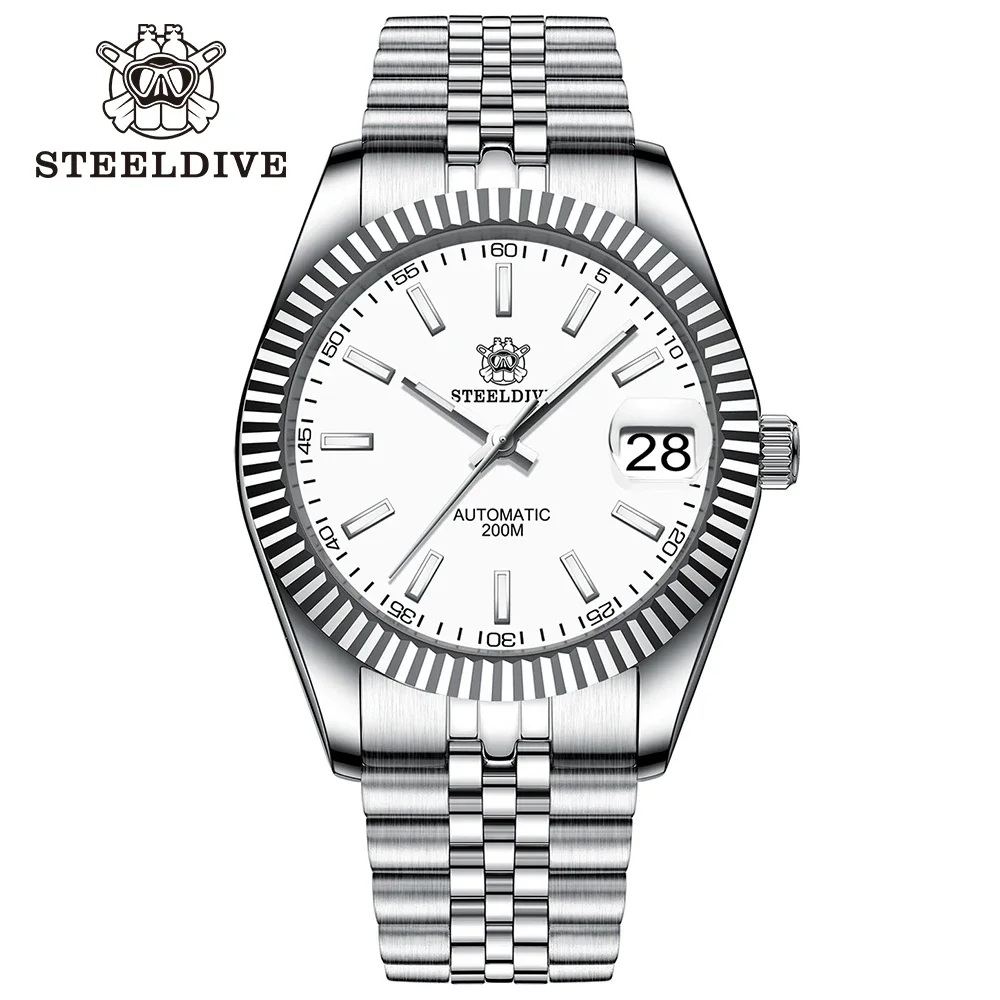 STEELDIVE SD1933 Turquoise  Water Ghost Watch 200m Waterproof Sapphire Date NH35 Automatic Mechanical Watch with Bracelet Men