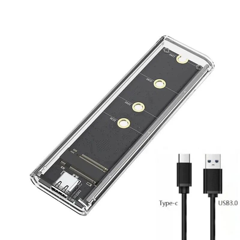 Caja para SSD M.2 NVME PCIe NGFF SATA de Doble Protocolo, Carcasa Externa Transparente USB Tipo C 10Gbps PCI-E M2 SSD, Caja para Disco Duro