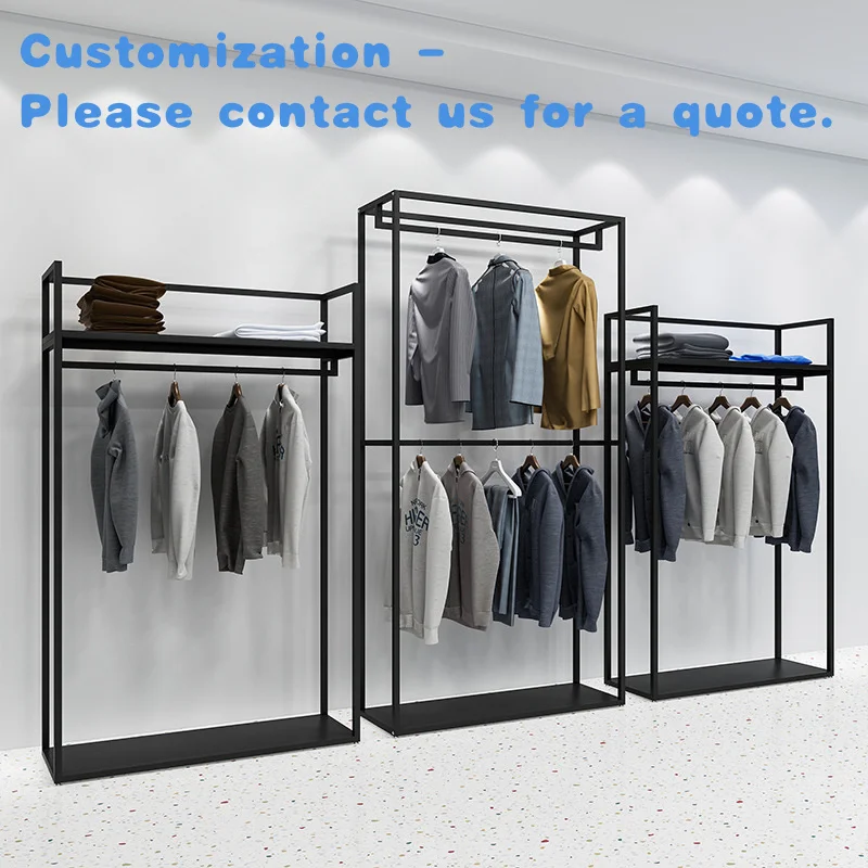 

custom.Kainice Clothing Rack Floor-type Hanging Clothing Rack Men's Clothing Store Shelf Shoe Bag Rack Decoration