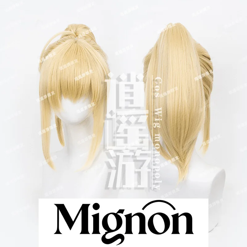

Fate Grand Order Artoria Lily Cosplay Wig Simulation Scalp Top Tiger Clip Hair Pack Halloween Gift