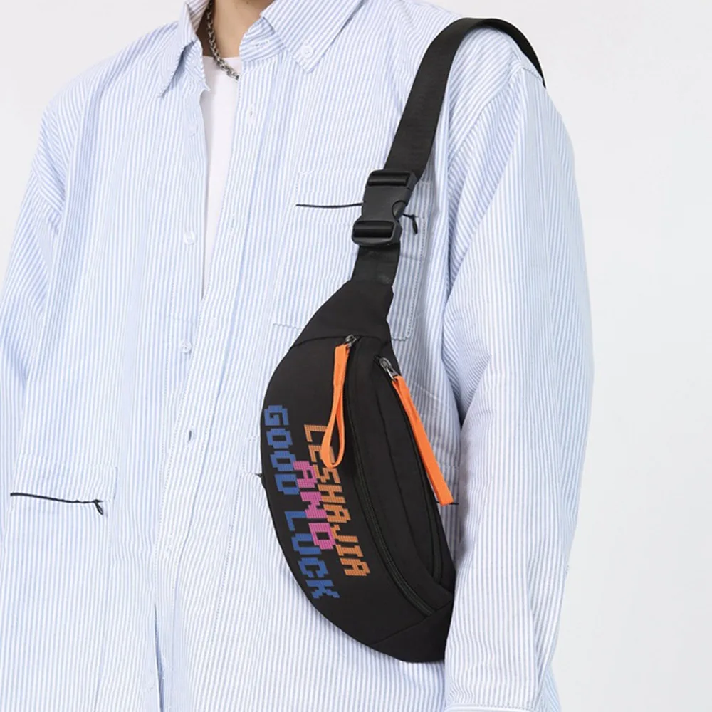 سعة كبيرة حقيبة صدر رياضية نايلون مقاوم للماء حقيبة زلابية Crossbody تباين الألوان متعددة الوظائف حقيبة الخصر الذكور في الهواء الطلق