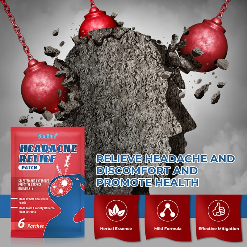6Pcs/Bag Of Headache Relief Patch To Treat Migraine Dizziness Pain Relief And And Head Sleep Ointment Relax Helps Hea