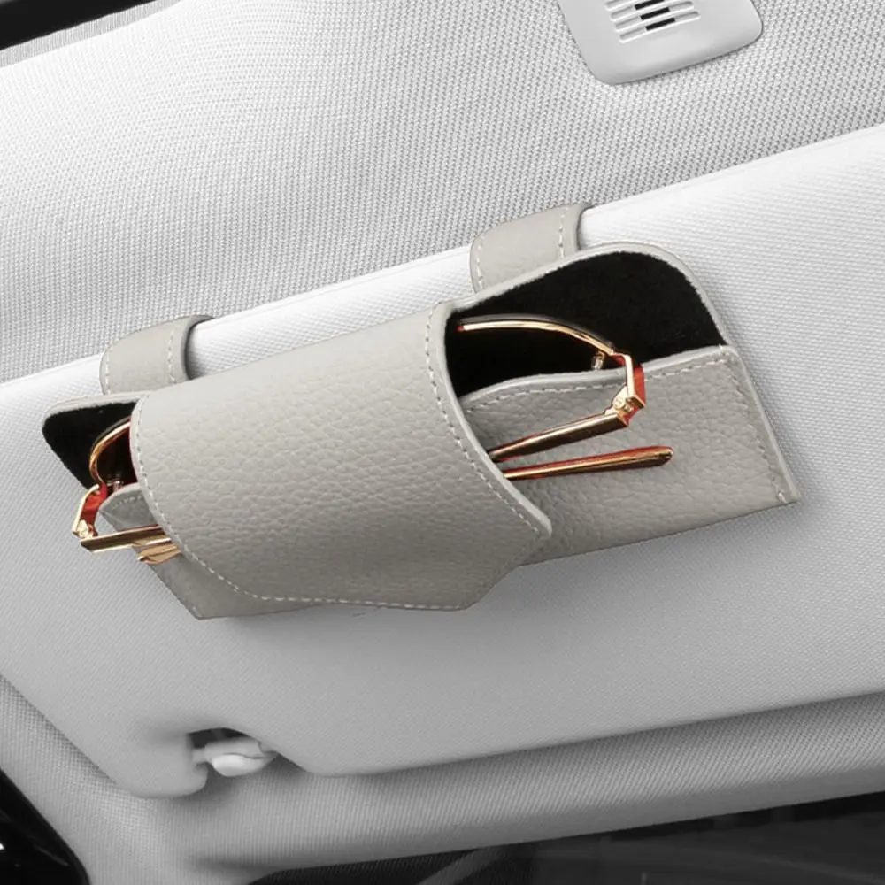 PU Leather Auto Eyeglasses Storage Case Sunglasses Clip Hidden Magnetic Closure Car Glasses Case Glasses Bag Wear-Resistant #3