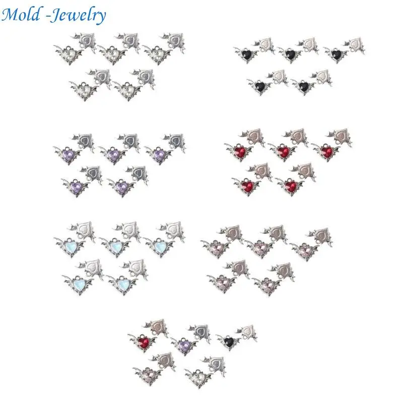 

69HB 10pcs Wing Heart Andants Очарование циркона