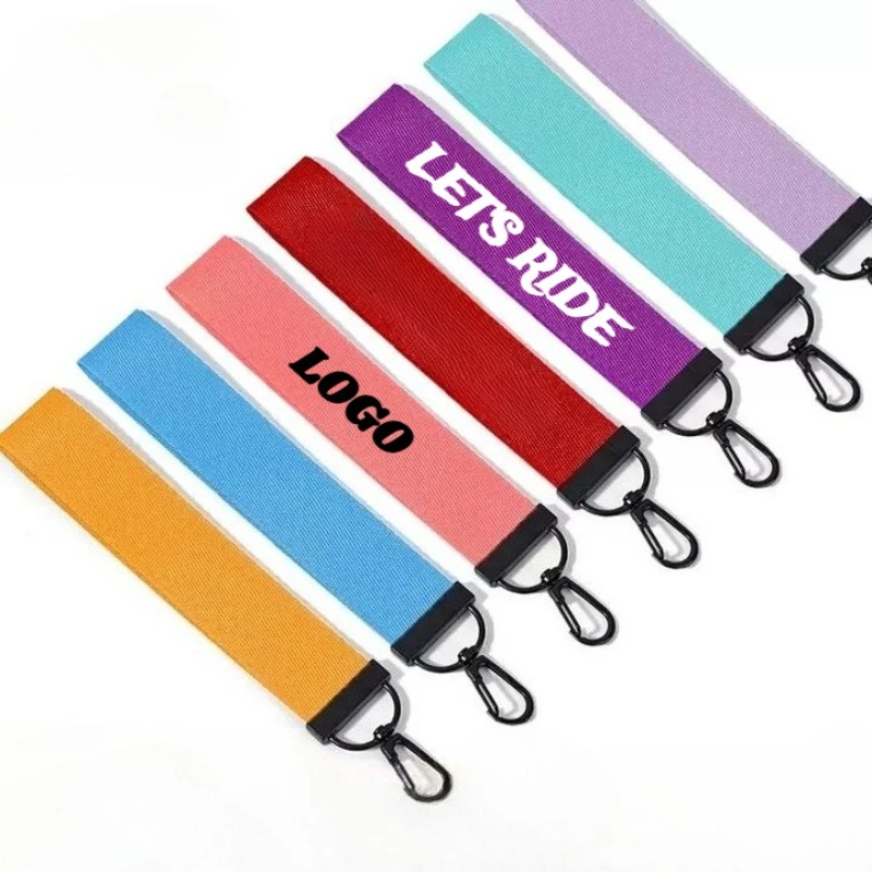 Personalize Name Numbers Fabric Motorcycle Keyring Gift Print Logo Woven Braid Strap Keychain Custom Bag Car Webbing Key Chain