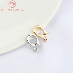 (5129) 8x12.5MM 24K Gold Color Brass with Zircon Bracelet Charms Connector Clasp High Quality DIY Jewelry Accessories Wholesale