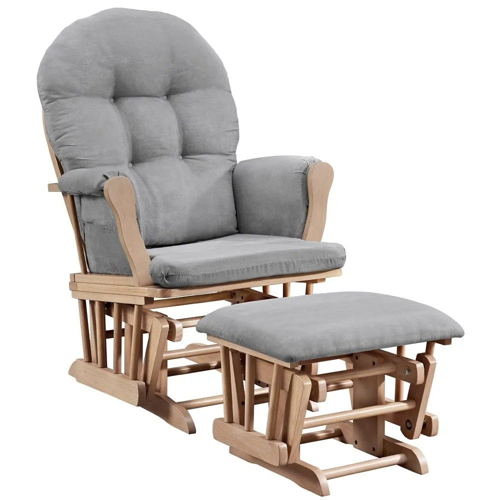 Angel Line Windsor Glider and Ottoman, Natural and Gray