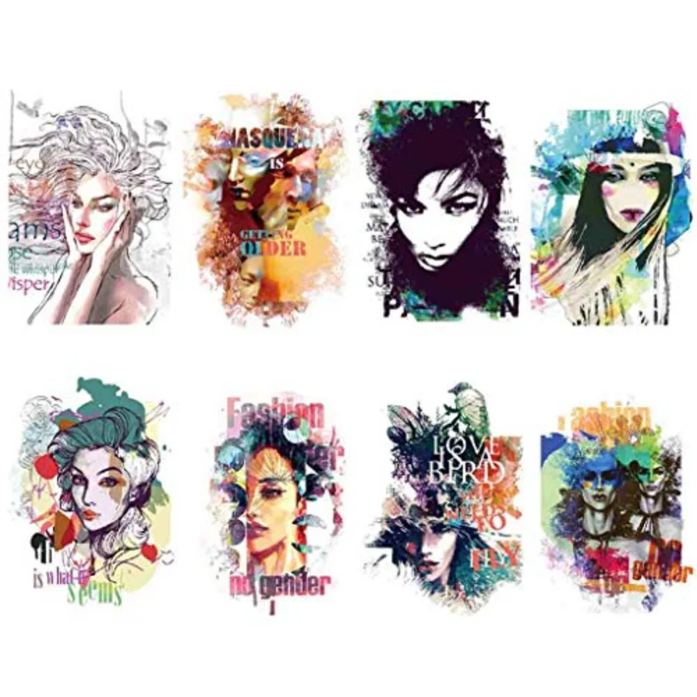 

8 листов крутая красочная временная татуировка для женщин отличные наклейки для боди-арта реалистичные поддельные татуировки для взрослых