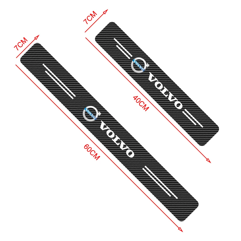 4pcs Car Door Plate Carbon Fiber Threshold Protector Sticker For For Volvo V60 V90 C30 S80 V40 V70 XC90 XC70 C70 S40 S80L S90