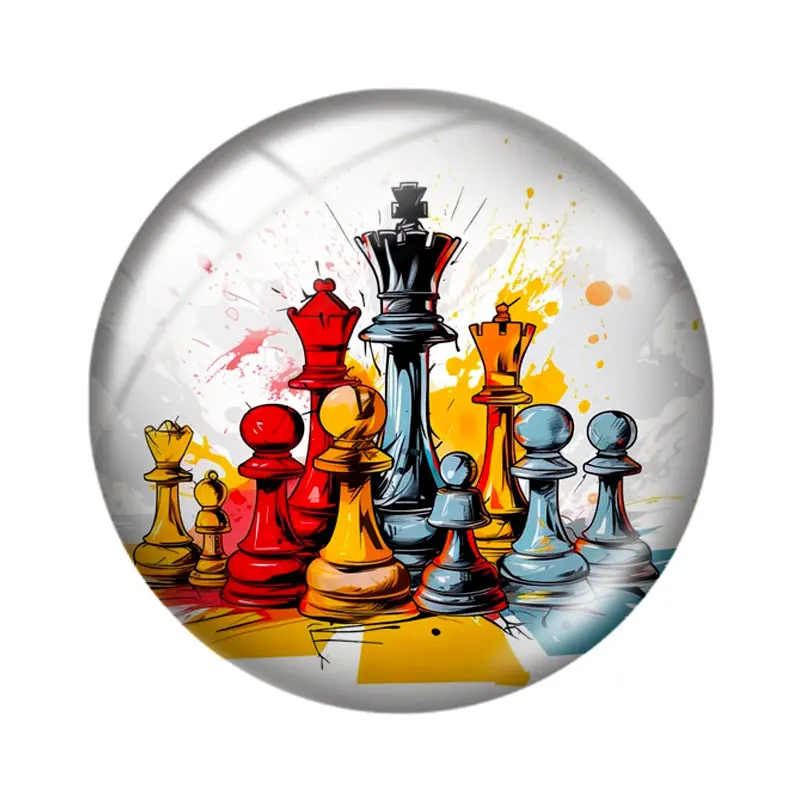 Watercolor Chess Game  12/18/20/25mm glass cabochon  bracelet pendant rings for jewelry demo earrings back Making findings