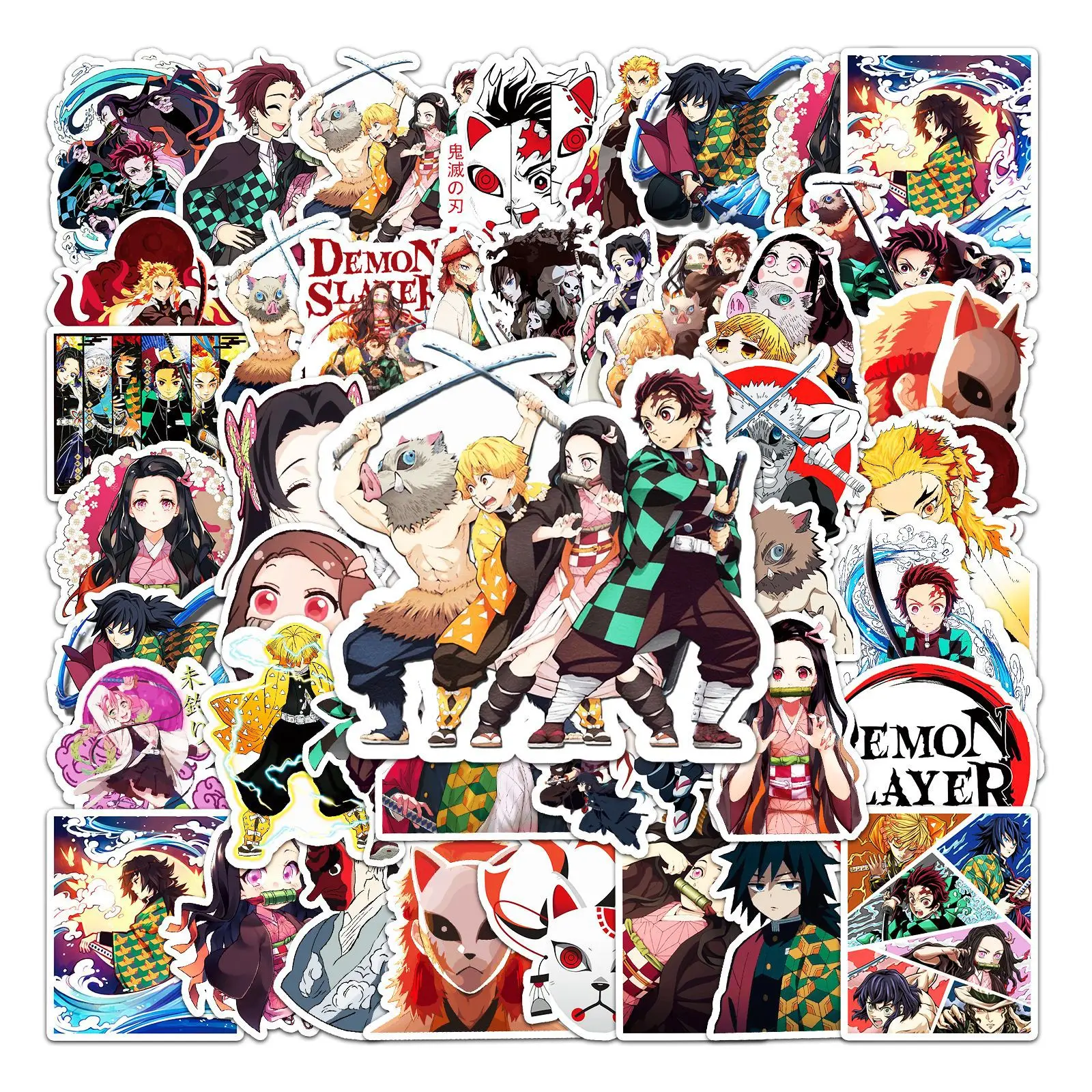 50PCS Anime Demon Slayer Cartoon Graffiti Stickers Phone Guitar Laptop Notebook Suitcase Cup Waterproof Sticker Kids Toy