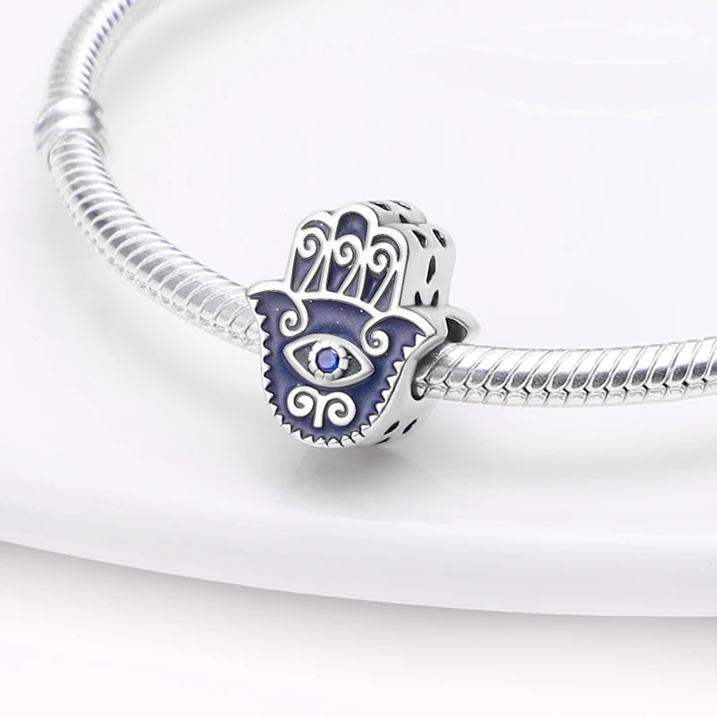 Hot Sales 925 Sterling Silver Original Pendant Beads Devil's Eye Fatima's Hand Cross Charms Fit 3mm Bracelet Women DIY Jewelry