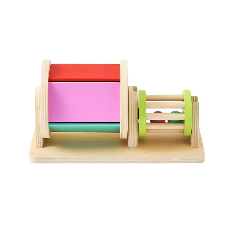 ABUM-Montessori bébé en bois Macaron couleur rotatif musique tambour boîte permanente hochet cadeau
