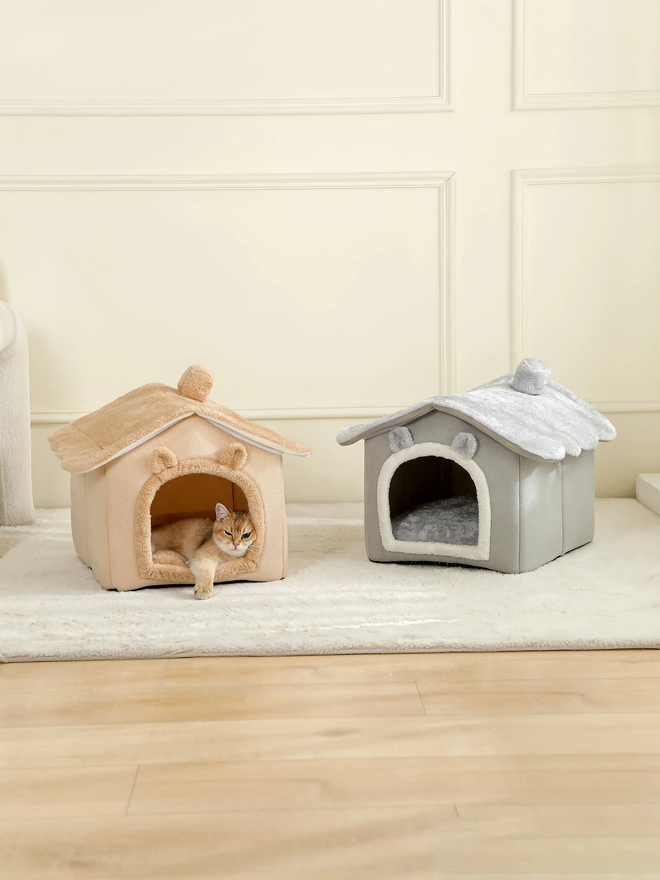 Faltbares, waschbares Katzenbett, Sofa, Haustierhaus, abnehmbares Kissen, Höhlenbett für kleine Hunde und Katzen, weiches Zeltkissen, geeignet für alle vier Jahreszeiten – Detail 11