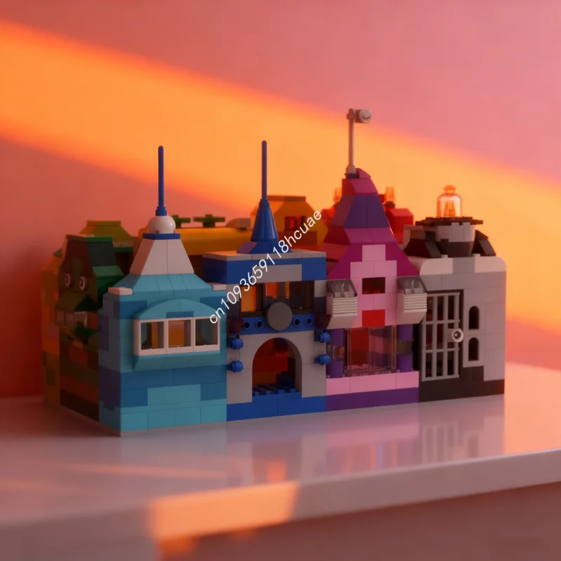 384 pçs moc arco-íris casas 6 azul cinza clássico modelo presentes de natal blocos de construção construção brinquedo diy tijolo criativo crianças