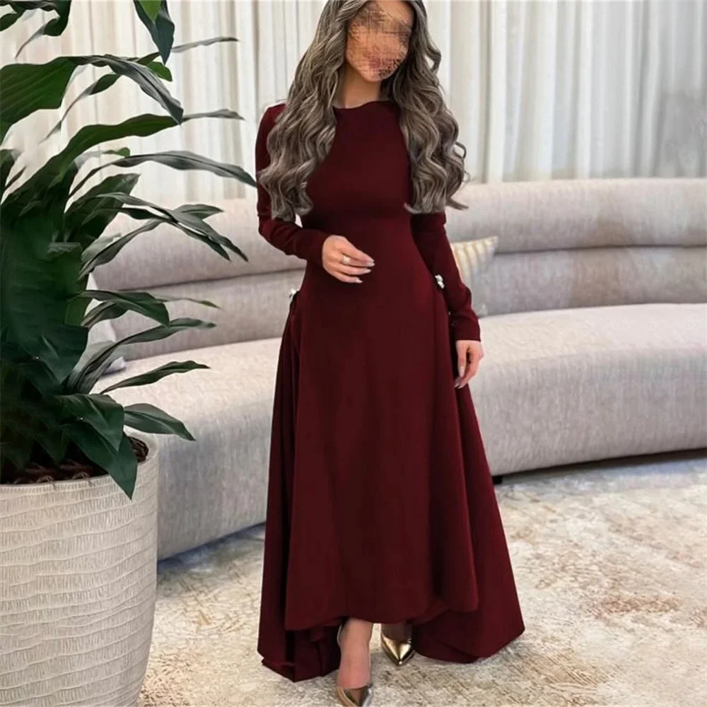 Formal Simple Prom Gown For Woman Customized O Neck Classic Mermaid Long Evening Dress Ankle Length Sweep Train Eegant Dress