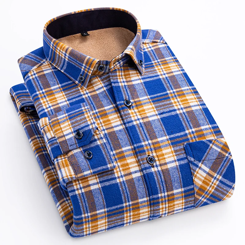 

Новинка в рубашке размера плюс 8xl, зимние рубашки с длинными рукавами из 100% хлопка с начесом для мужчин, повседневная теплая толстая клетчатая винтажная элегантная одежда