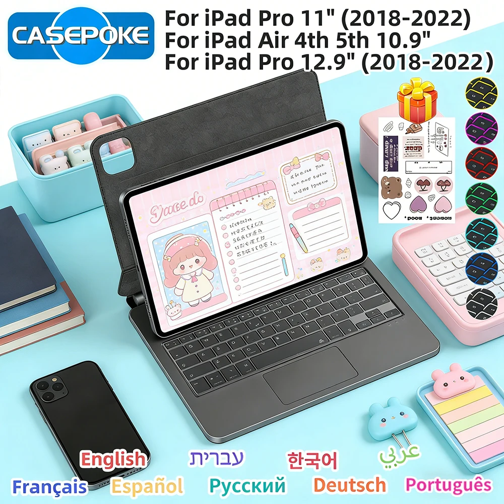 

Новый чехол-клавиатура Magic Keyboard для iPad 10-го поколения (10.9 дюймов), 11-го поколения, A16 Pro 11, 12.9, 13, Air 11, Air 6, 5, 4. Беспроводная клавиатура с тачпадом для учебы.