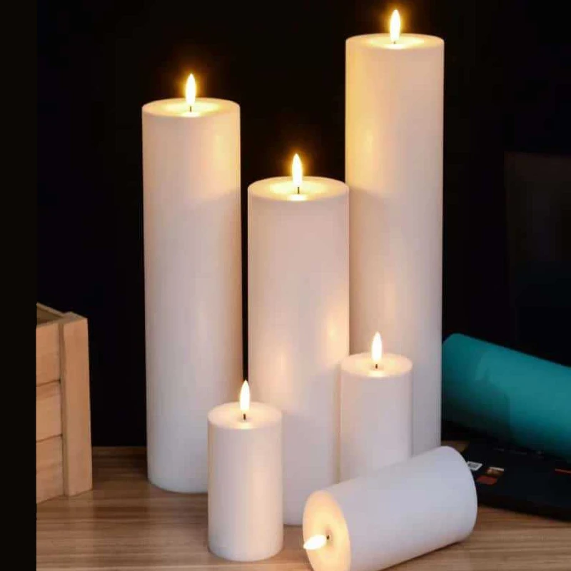3PC IP44 Huge Pillar Candle & Remote Timer 10-35cm Flameless Flickering Window Wax Portable Battery Operated Atmosphere Lamp