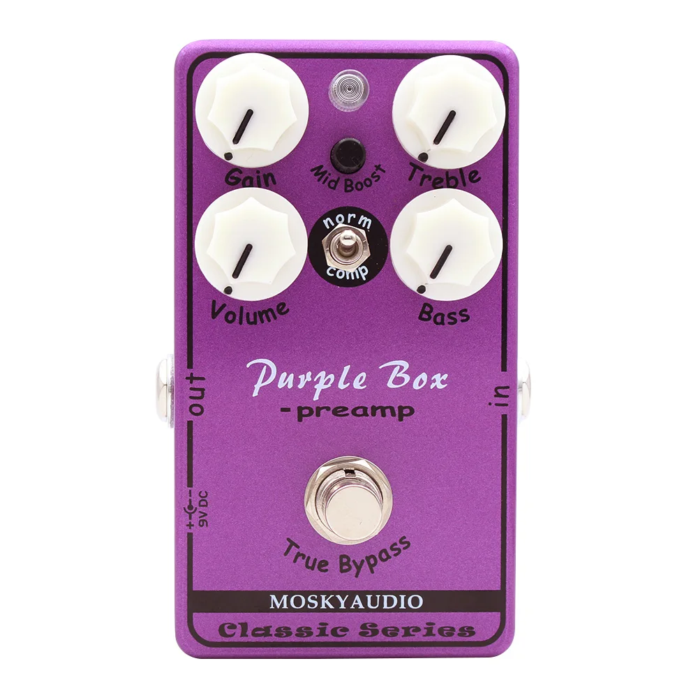 

Mosky Purple Box Preamp Педаль эффектов Overdrive для электрогитары True Bypass