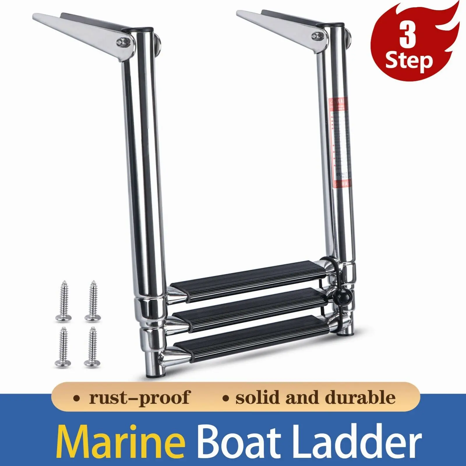 

3step Boat Ladder Telescopic Ship Ladder Stainless Steel Extended Folding Float Ladder Boat Accessories escada barco 보트 사다리