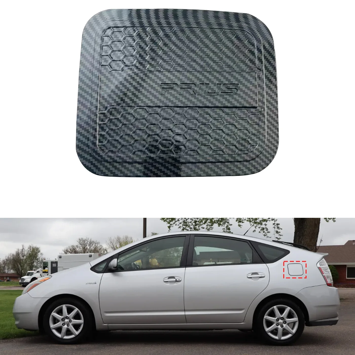 1 Stuk Koolstofvezel Olie Brandstoftank Deksel Voor Toyota Prius Xw20 2005-2009 Auto Roestvrij Staal Sticker Auto Styling Auto Olie Stookolie Ta