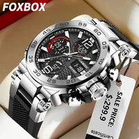 LIGE FOXBOX, reloj electrónico de lujo a la moda para hombre, LED, doble Digital, analógico, informal, deportivo, relojes de cuarzo resistentes al agua para hombre, regalo con fecha