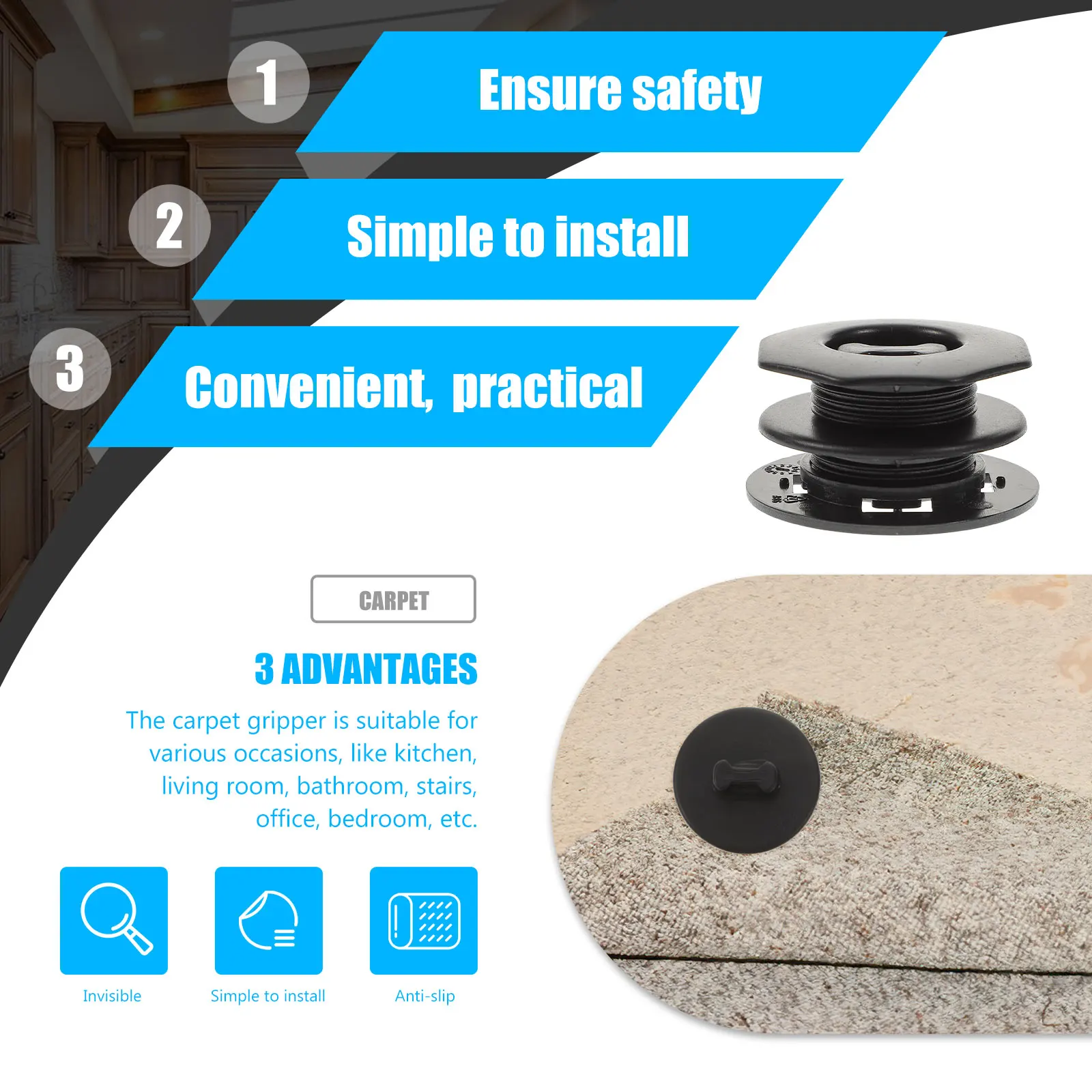 

24 Pcs Anti-slip Car Interior Accessories Carpet Holder Black Circular Clips for Floor Mats Car Carpet Fix Safe Use