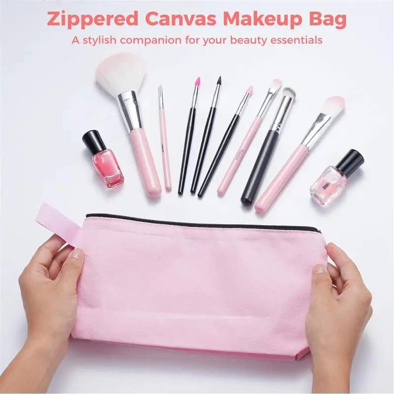 30PCS Canvas Makeup Bag Zippered Clutch Bags Travel Toiletry Bags Student Stationery Pencil Cases Multifunctional Zipper Pouches