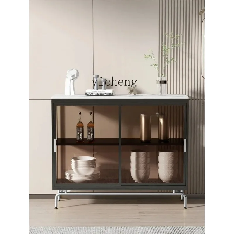 B6-G Modern Simple Glass Side Cabinet Sliding Door Light Luxury Entrance Locker