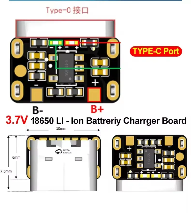 1-20PCS Mini Lithium Battery Charging Board Module 3.7V 4.2V 18650 Lithium Battery Charger Protection Board Type-C Interface image 4