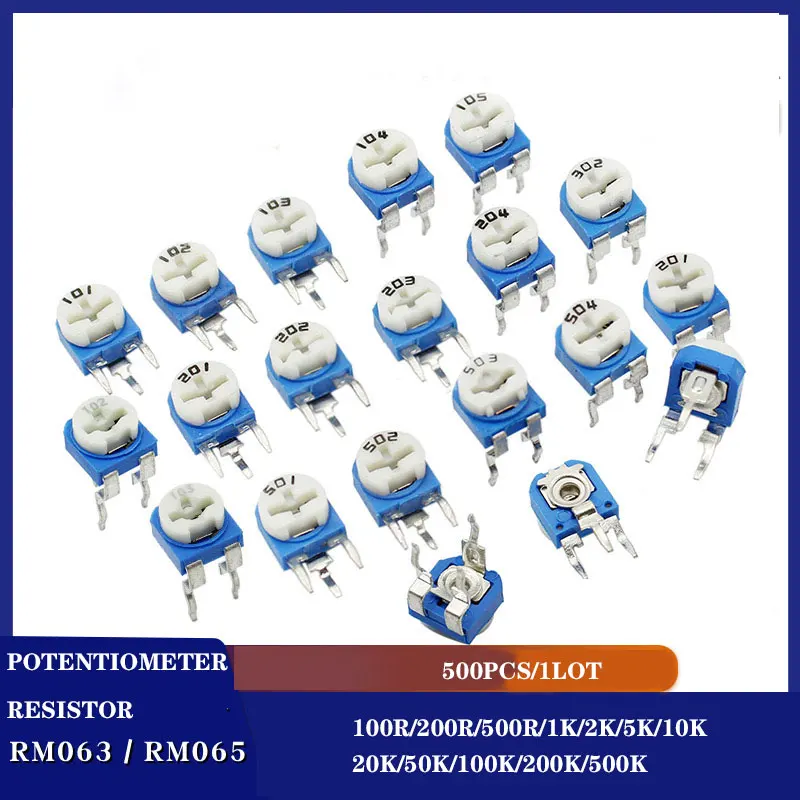 500PCS Vertical Horizontal RM063/065 adjusted Resistor 1K2K5K10K20K50K100K200K500K1M C11