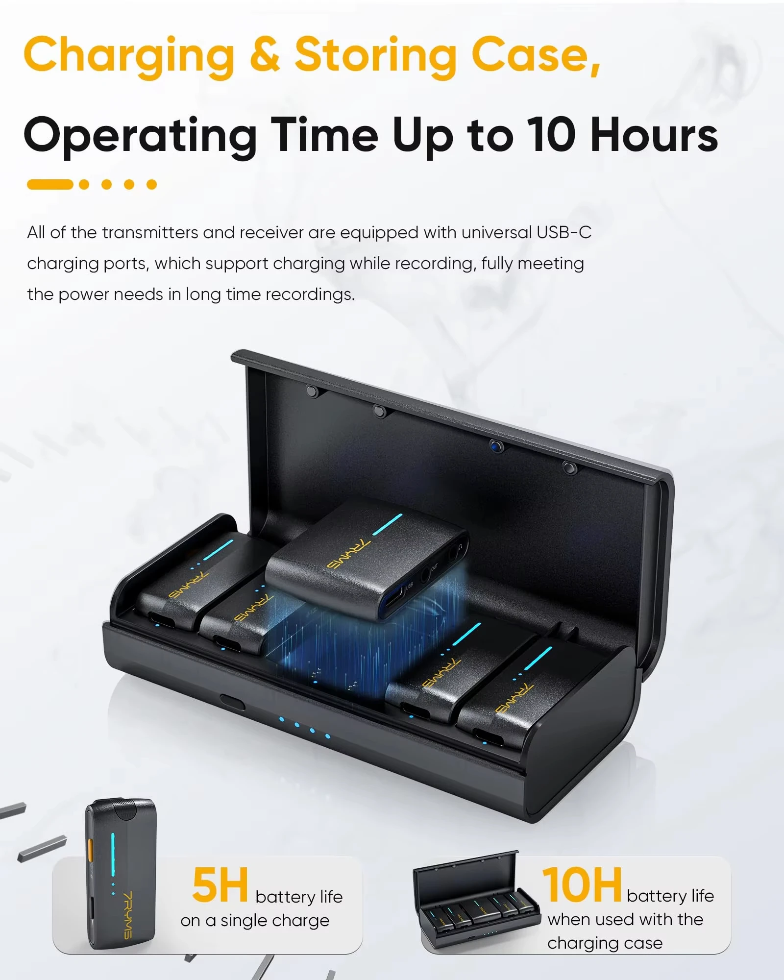 7Ryms iRay DW40 mikrofon Lavalier nirkabel, mikrofon dengan 4 pemancar, perekaman 48kHz/24bit, kartu AI untuk kamera, ponsel cerdas, dan PC