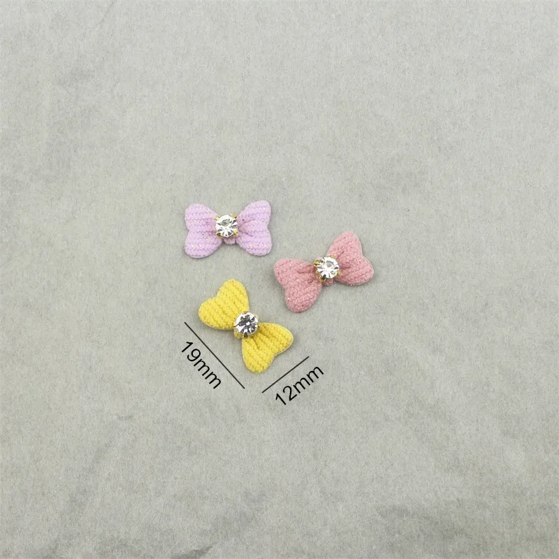 100pcs 22mm Bowknots/Flower With Rhinestone Appliques Patches DIY Headwear Material Clothes Hat Shoes Brooch Hair Accessories