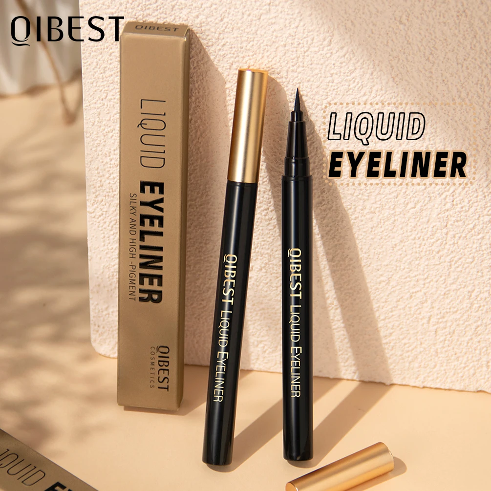 

QIBEST Black Liquid Eyeliner Waterproof Eye Liner Pencil Quick Drying Not Bloom Natural Eyeliner Liquid Pen Lasting Makeup Tools