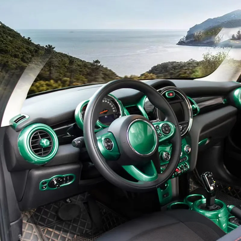 Car Green Interior Protection Stickers Water Cup Decoration Frame For MINI COOPER S F55 F56 F57 F60 Car Accessories Styling