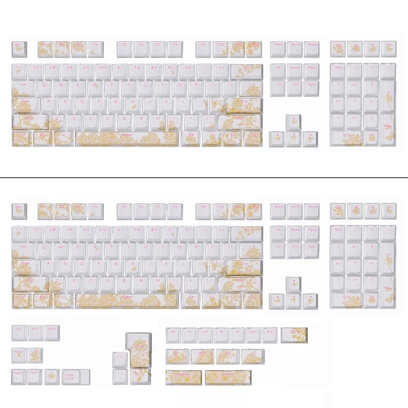 135/108Pcs Double Shot Keycaps Embroidery Pattern with Backlit PBT Keycaps Set