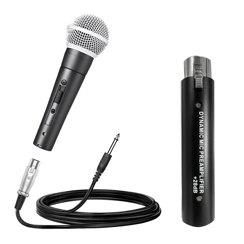 For DM1 Dynamic Microphone Preamplifier+SM58SK Microphone 28DB Gain For Dynamic And Passive Ribbon Microphone 1 SET