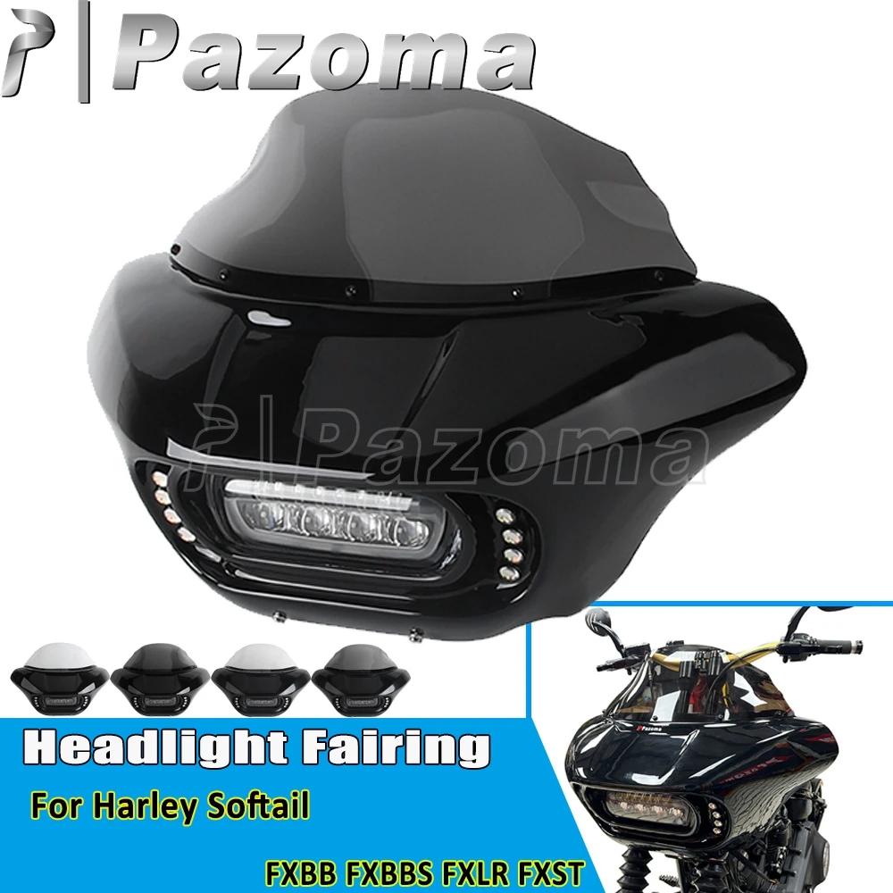 

Shark Style Front Headlamp Cowl Fairing For Harley Softail Street Bob 107 114 117 FXBB FXBBS Motorcycle LED Headlight Hi/Lo Beam