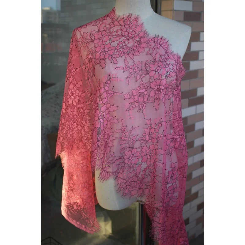 

3 M, High-end Two-color Colored Eyelash Embroidery, Lace Decal Fabric, Handmade DIY Clothing, Wedding Veil, Skirt Accessories