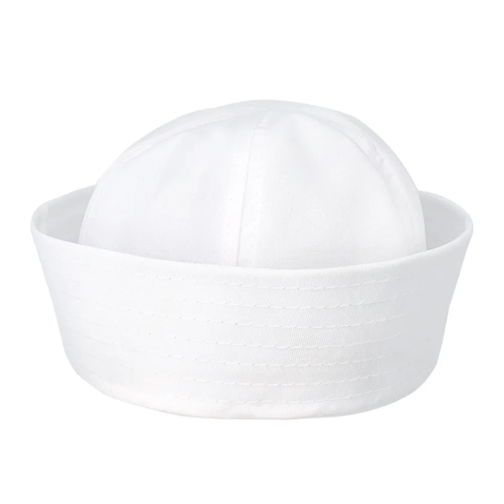 

Military Hat Army Peaked Halloween Sailor Dome white rolled-up Sailor Navy anchor embroidered 8M153