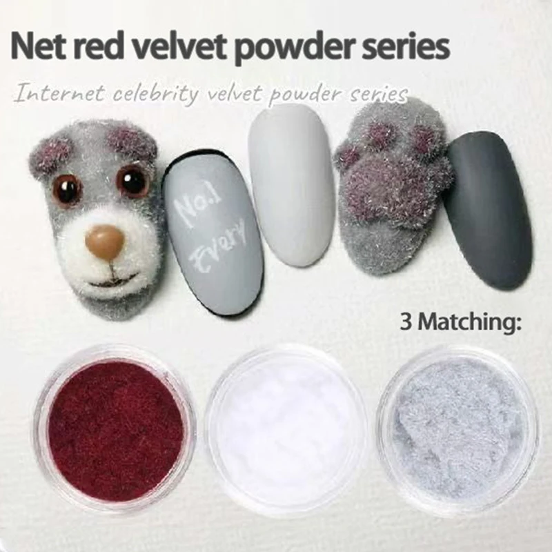 6/3/1PCS 3D Flocking Velvet Powder Nails Art DIY Tips Design 7 Color Velvet Flocking Dust Powder Glitter Velvet Flocking Powder