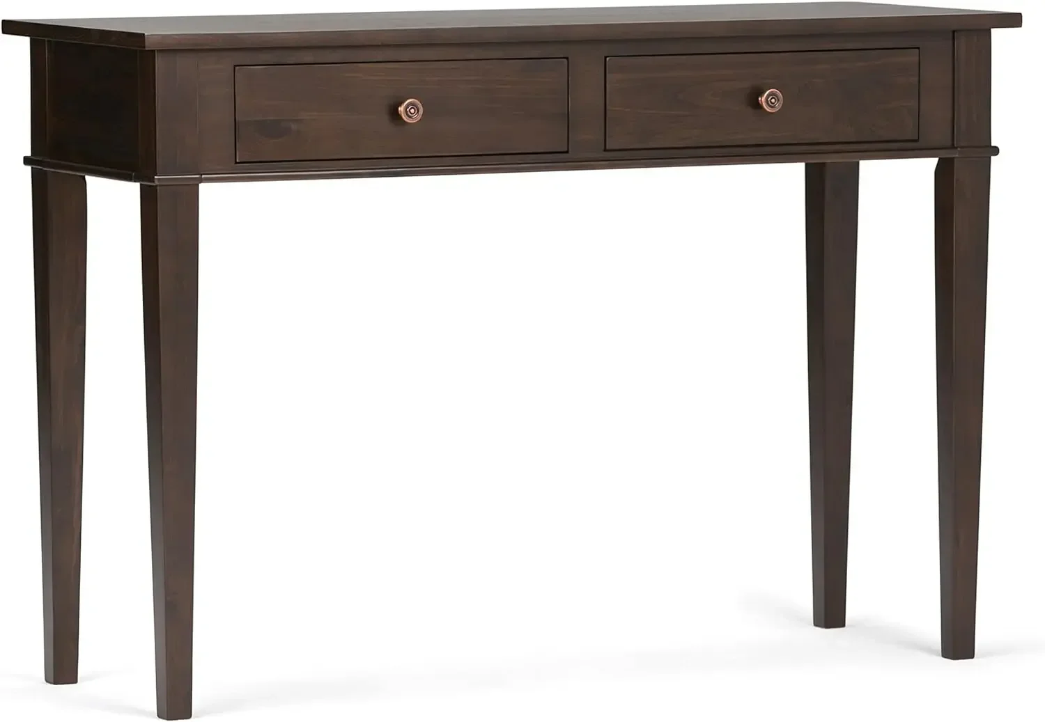 SOLID WOOD 44 inch Wide Transitional Console Sofa Entryway Table in Dark Tobacco Brown with Storage