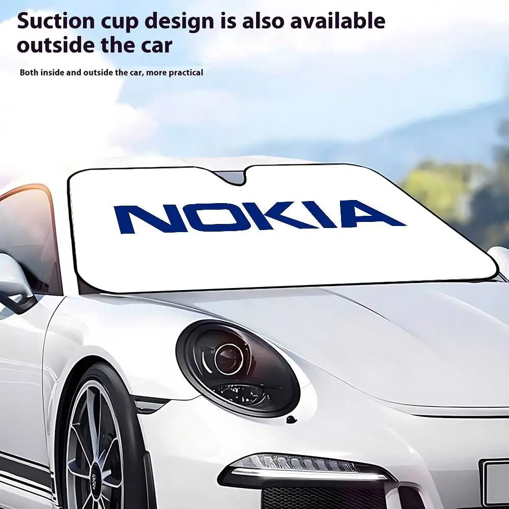 N-Nokia-cortinas parasol Retro para coche, visera para ventana delantera, 70x130cm, protección Solar, regalo a cuadros, novedad para coche
