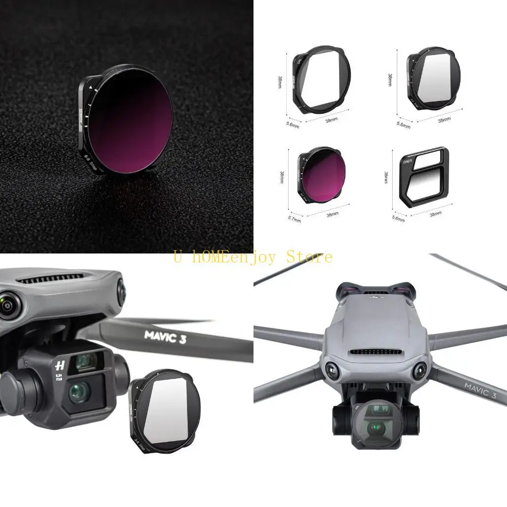 B0KF Lens Filter CPL/GND/VND 2 to 5/VND 6 to 9, Variable ND 2-5 Stop, 6-9 Stop Gradient ND8 for for Mavic 3